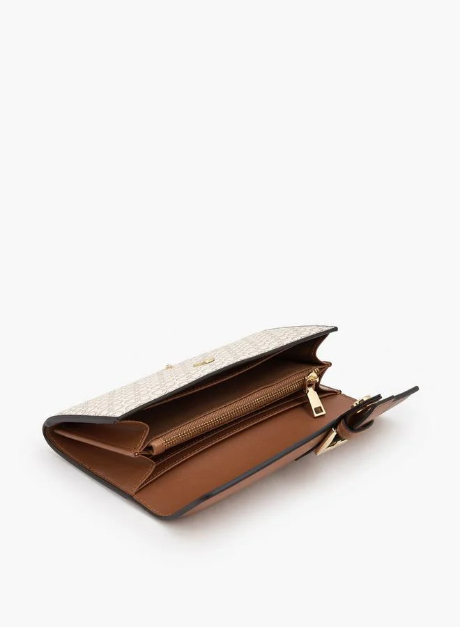 سيليست Monogram Print Wallet with Button Closure